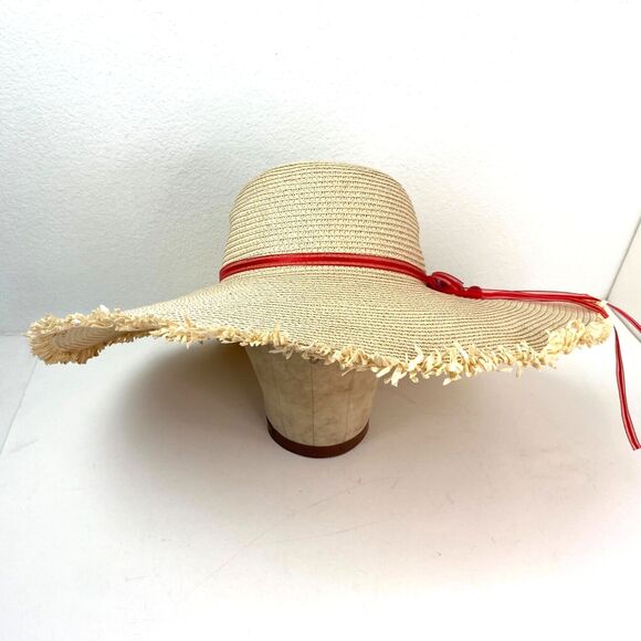 Wide Brim Straw Grass Woven Sun Hat with Cherries Womans Beach Boho Peasant - Picture 6 of 13
